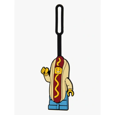Abbildung von IQ Lego Iconic Hot Dog Man Silikon Taschenanhänger für Reisen, Koffer, Rucksack ungiftig und geruchlos, mit beschreibbarer Oberfläche auf der Rückseite zur Identifizierung des Ausweises (52615)