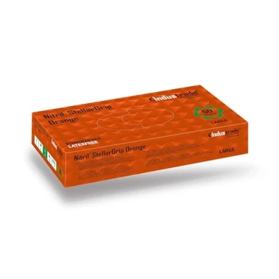 Abbildung von Industrade® Einmalhandschuhe Nitril® StellarGrip orange L