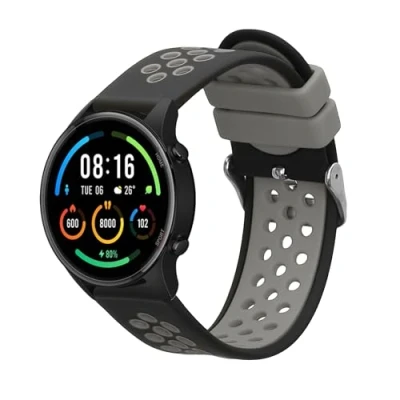 Abbildung von kwmobile Ersatzarmband kompatibel mit Xiaomi Mi Watch Color Sport / S1 Active Armband Fitnesstracker Band aus Silikon in Schwarz Grau