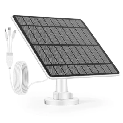 Abbildung von Weinsamkeit 5W Solarpanel für Eufy Kamera, Solarmodul Kompatibel mit Cam, 2C/2C Pro, 2/2Pro, E20/E40 Enthält USB C, Micro und DC Schnittstellen, 3M Kabel, IP65 Wasserdichtes