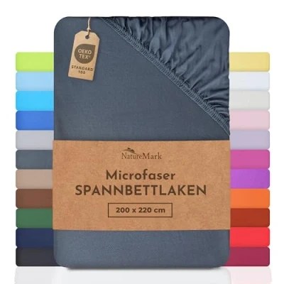 Abbildung von NatureMark Mikrofaser SPANNBETTLAKEN zum Sparpreis! Viele Größen und Farben Markenware (Mittelgrau, 200 x 220 cm)