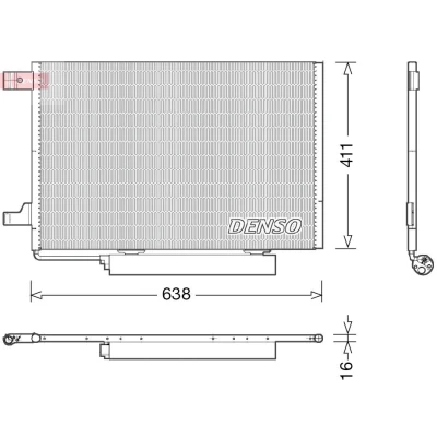 Abbildung von DENSO DCN17006 Klimakondensator mit Trockner 638x411x16 R 134a 638 MERCEDES BENZ: A Klasse, B Klasse