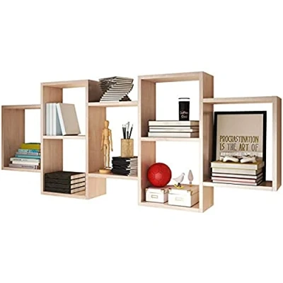 Abbildung von Selsey Kassi Wandregal/Hängeregal/Bücherregal Mit 7 Fächern In Weiß Matt 160, 5X65Cm, 160,5 x 18 65 cm