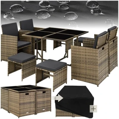 Abbildung von tectake Sitzgruppe Bilbao, (Set, 9 tlg), Tisch und Stuhl Set