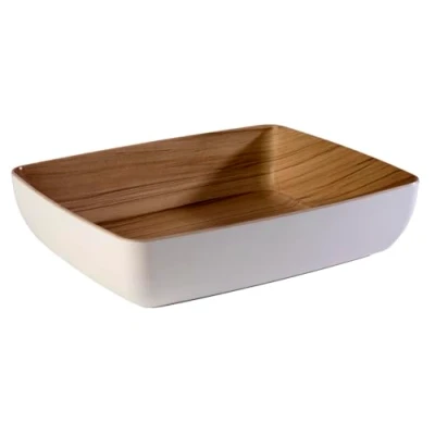Abbildung von APS 84589 GN 1/2 Schale FRIDA, 32,5 x 26,5 cm, Höhe 7,5 Melamin, weiß/Holzoptik