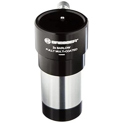 Abbildung von Bresser Teleskop Barlow Linse (2 fach, zur Verdoppelung der Brennweite eines Teleskopes, mit vollvergüteter 4 linsiger Optik, 31,7mm 1.25), schwarz