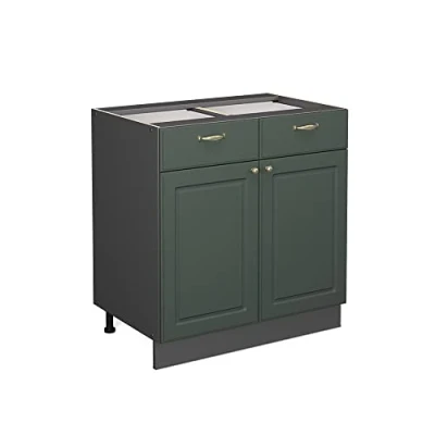 Abbildung von Vicco Küchenunterschrank Fame Line, Grün Gold Landhaus/Anthrazit, 80 cm ohne Arbeitsplatte