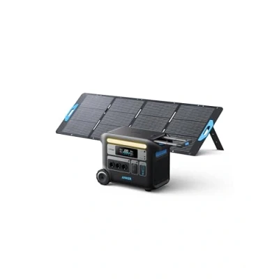 Abbildung von Anker SOLIX F2000 tragbare Powerstation, PowerHouse 767, Solargenerator 2048Wh mit 1 x 200W Solarpanel, Powerstation LiFePO4 Akku, 3 230V AC Steckdose 2300W Max für Camping, Wohnmobil