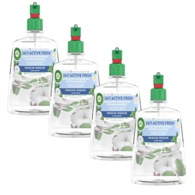 Abbildung von Air Wick Raumduft Active Fresh Nachfüller Frische Wäsche 4 x 228ml (Spar Pack, St., automatisches Duftspray), aerosolfrei