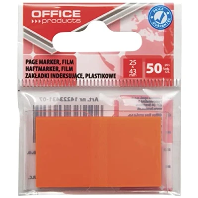 Abbildung von Office Products 14223431 07 Index Haftstreifen Standard Tabs Sticker Lesezeichen/Orange/Mini Haftmarker aus 60 μm PP Folie/ 25x43 mm/ 1x50 Blatt/Textstreifen Beschreibbare