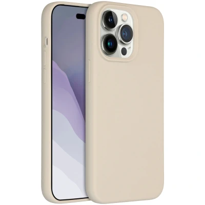 Abbildung von Apple iPhone 14 Pro Max Hülle Silikon Accezz Soft Case/Backcover Handyhülle Beige