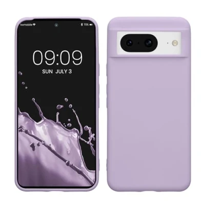 Abbildung von kwmobile Hülle kompatibel mit Google Pixel 8 weiches TPU Silikon Case Cover geeignet für kabelloses Laden Lavendel