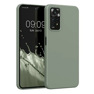 Abbildung von kwmobile Hülle kompatibel mit Xiaomi Redmi Note 11 Pro / (5G) 12 (4G) Silikon Handy Case Handyhülle weiche Oberfläche kabelloses Laden Graugrün