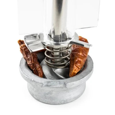 Abbildung von Peugeot P29050 Ouessant Manuelle Chilimühle, Höhe: 14 cm, Edelstahl/Acryl, Transparent, 29050