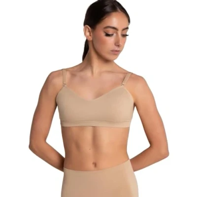 Abbildung von Capezio Damen Seamless Clear Back Sweetheart Bandeau Bra Sport BH, Beige, Medium