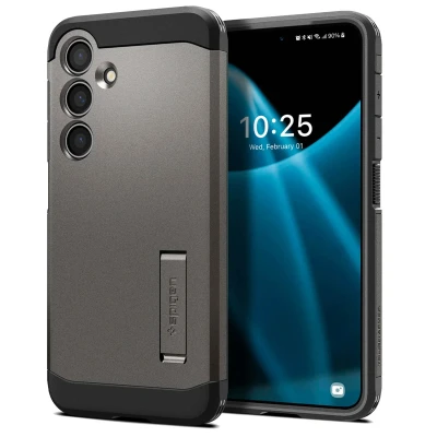 Abbildung von Samsung Galaxy S24 Hülle Kunststoff Spigen Backcover/Hard Case Handyhülle Dunkelgrau Shockproof/Stoßfest