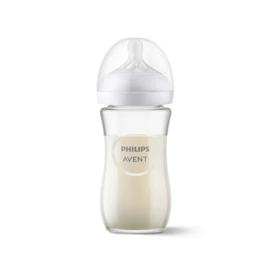 Abbildung von Philips Avent Glasflasche Natural mit Responsivem Schnuller 240ml, 2 Stück (Modell SCY933/01)