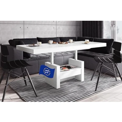 Abbildung von HU Design Couchtisch HLU 111 Hochglanz/MATT Schublade höhenverstellbar ausziehbar (Weiß Hochglanz)