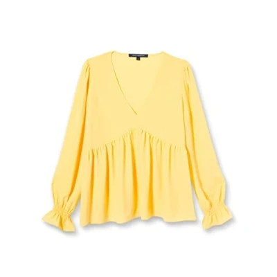 Abbildung von French Connection Damen Crepe Light V Neck Top Bluse, gelbbraun, X Large