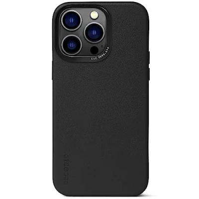 Abbildung von Apple iPhone 14 Pro Max Hülle MagSafe Echtleder Decoded Hard Case/Backcover Handyhülle Schwarz