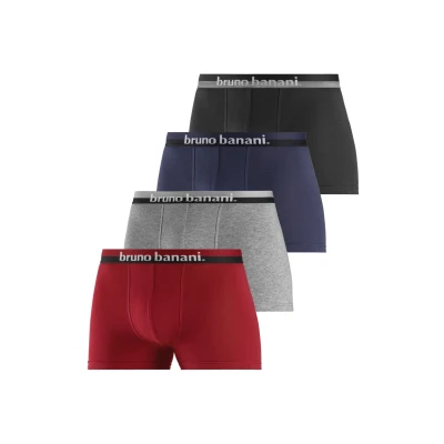Abbildung von Bruno Banani 4 PACK Panties, Herren, Größe: Small, Grau meliert/ bordeaux/rot/ schwarz