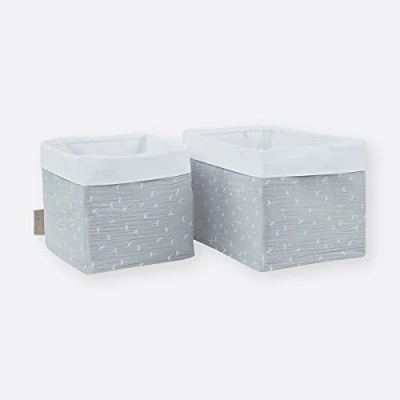 Abbildung von KraftKids Stoff Körbchen in Musselin grau Pusteblumen, Aufbewahrungskorb für Kinderzimmer, Aufbewahrungsbox fürs Bad, Größe 20 x 33 cm