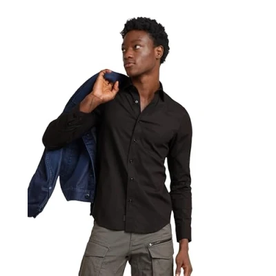 Abbildung von G STAR Uniform SLIM Shirt Businesshemd, Herren, Größe: Large, Black