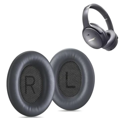 Abbildung von AHG Premium QC45 Ersatz Ohrpolster, kompatibel mit Bose QuietComfort 45 / Kopfhörer Geräuschunterdrückung (Eclipse Grey) Hochwertiges Proteinleder, dicker hochdichter Schaumstoff und