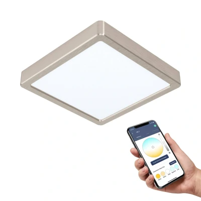 Abbildung von Eglo 900115 LED Badezimmer Deckenleuchte FUEVA Z nickel matt L:21cm B:21cm H:2.8cm dimmbar IP44 2700 6500K mit Connect Funktion