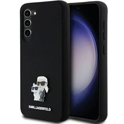 Abbildung von CG Mobile Karl Lagerfeld KLHCS24MSMHKCNPK Hülle für S24+ S926 hardcase Schwarz Silicone Karl&amp;Choupette Metal Pin