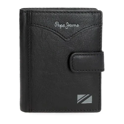 Abbildung von Pepe Jeans Joumma Bags Vertikale Geldbörse mit Klickverschluss, Schwarz, 8,5 x 10,5 1 cm, Leder, Talla única, Klickverschluss