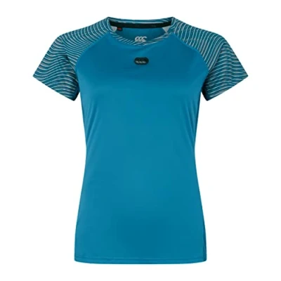 Abbildung von Canterbury Damen Vapodri Superlight Short Sleeve Graphic T Shirt, Blau/Koralle, 40