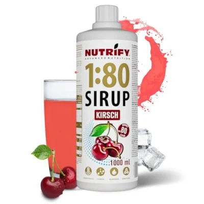 Abbildung von NUTRIFY Vital Fitness Drink 1:80 Sirup 1 L Kirsche, Getränkekonzentrat mit Vitaminen und Carnitin zuckerfrei ergibt 80 Liter Sportgetränk kalorienarm, 1000 ml