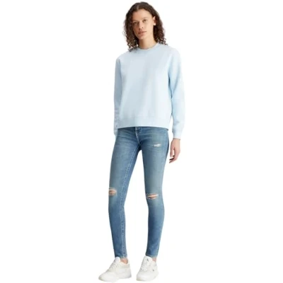 Abbildung von Calvin Klein Jeans Damen Sweatshirt Institutional Crew Neck ohne Kapuze, Blau (Keepsake Blue), S