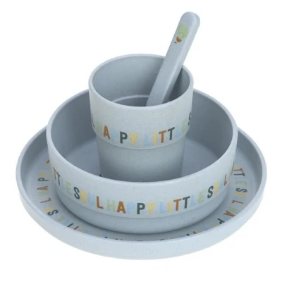 Abbildung von LÄSSIG Kindergeschirr Set (Teller, Becher, Schälchen, Löffel) ohne Melamin, BPA frei, für Spülmaschine und Mikrowelle/Dish Happy Fruits Lemon