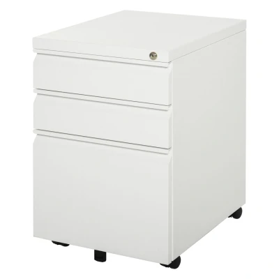 Abbildung von Vinsetto Rollcontainer Aktenschrank, (Set, 1 St., Bürocontainer), Aktenschrank Büroschrank mit 3 Schubladen Räder Stahl Weiß