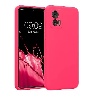 Abbildung von kwmobile Handyhülle kompatibel mit Motorola Edge 30 Neo Hülle gummierte Handy Case aus Silikon in Neon Pink