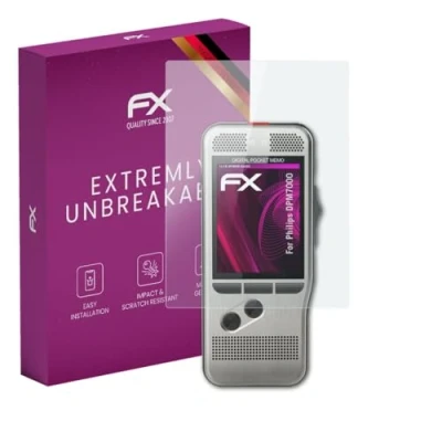 Abbildung von atFoliX Glasfolie kompatibel mit Philips DPM7000 Panzerfolie, 9H Hybrid Glass FX Schutzpanzer Folie