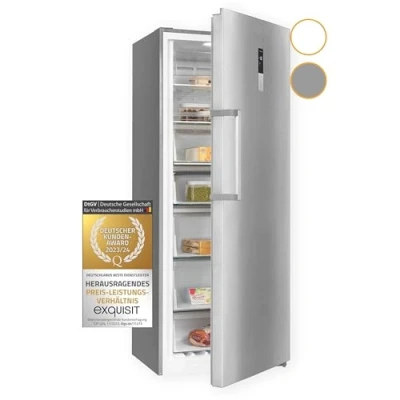 Abbildung von Exquisit Gefrierschrank GS380 NF H 050D inoxlook No Frost Nutzinhalt: 380 L Temperaturregelung Alarm