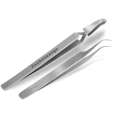 Abbildung von InstrumenteNrw Premium Zeckenpinzette Zeckenzange Edelstahl Zecken Pinzette Hunde Katzen rostfreier Qualitätsstahl (Silber 2er Set)