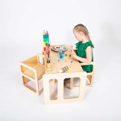 Abbildung von Sweet Home From Wood Holz Kinder Spieltisch Set Kleinkind Tisch Vorschule Lerntisch Entwöhnungstisch (lackiert)