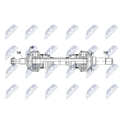 Abbildung von NTY NPW ME 201 Antriebswelle Hinterachse links, rechts 804mm Automatikgetriebe MERCEDES BENZ: S Klasse Limousine