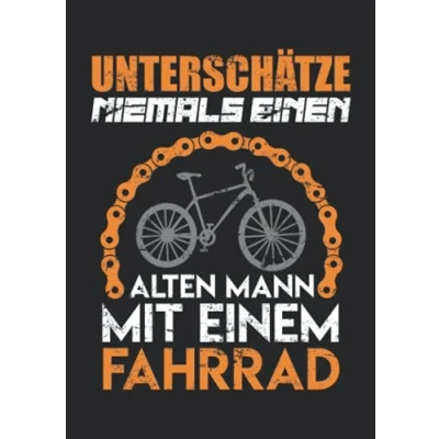 Abbildung von Notizbuch A5 kariert mit Softcover Design: Alter Mann Fahrrad Rad Fahrradfahrer Geschenk Spruch: 120 karierte DIN Seiten
