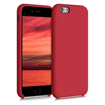 Abbildung von kwmobile Hülle kompatibel mit Apple iPhone 6 / 6S Silikon Handy Case Handyhülle weiche Oberfläche kabelloses Laden Klassisch Rot