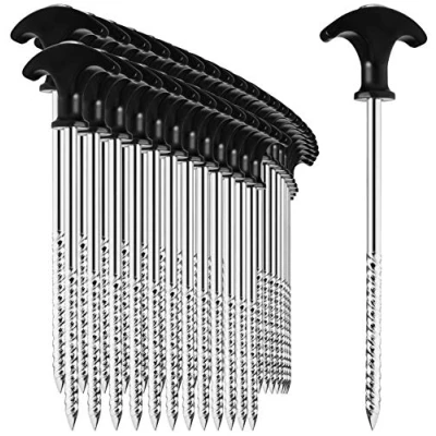 Abbildung von com four® 36x Zelt Heringe aus Stahl robuste Erdnägel mit Gewinde für Camping und Outdoor ideal normalen harten Boden T Griff