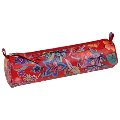 Abbildung von Clairefontaine 410108C Schlampermäppchen aus Leder Celeste Rund Ø5,5 x 22cm, 1 Stück, Rot, Updated