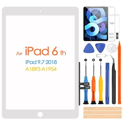 Abbildung von ARSSLY Touchscreen für iPad 2018 9.7 A1893 A1954 Digitizer Bildschirm 6 mit Reparaturset, Ersatz 6. (ohne Home Taste, kein LCD Display) (weiß)