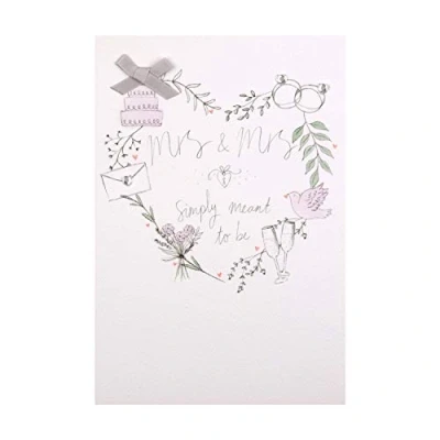 Abbildung von Hallmark Glückwunschkarte zur Hochzeit, Mrs &amp; Mrs, modernes Design, mit Schmucksteinen und Schleifen Aufsätzen