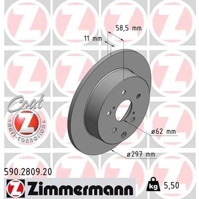 Abbildung von ZIMMERMANN COAT Z 590.2809.20 Bremsscheibe 297 11 8/5 5 114 voll beschichtet TOYOTA: Verso