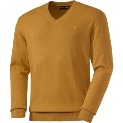 Abbildung von Otto Kern Pullover Herren mit V Ausschnitt, Strickpullover aus 100% Baumwolle, Bequemes Sweatshirt in Regular Fit Passform, Gelb, Gr. XL